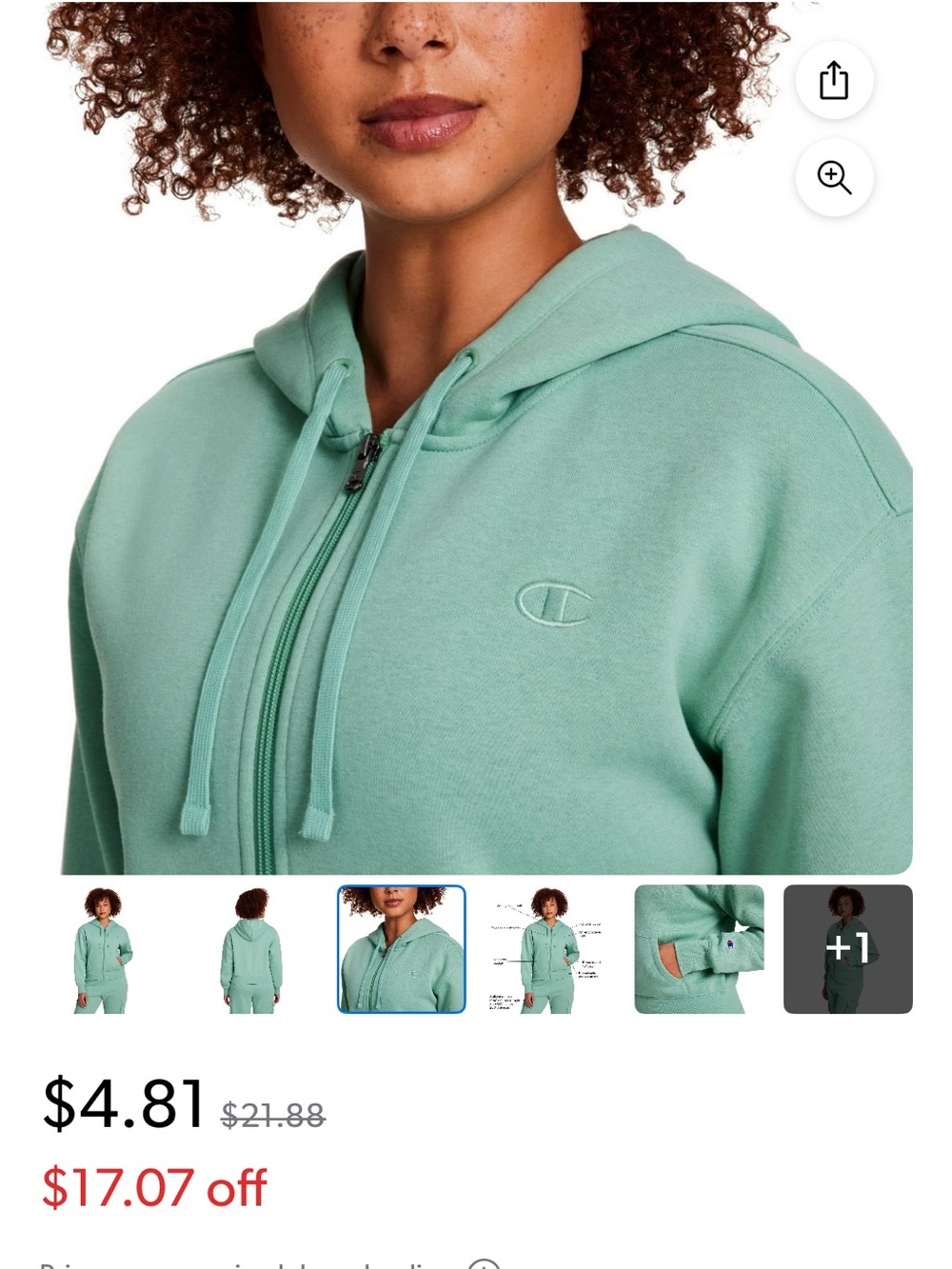 Champion Women's Full-Zip Hoodie in Mint Green - Picture 12 of 14